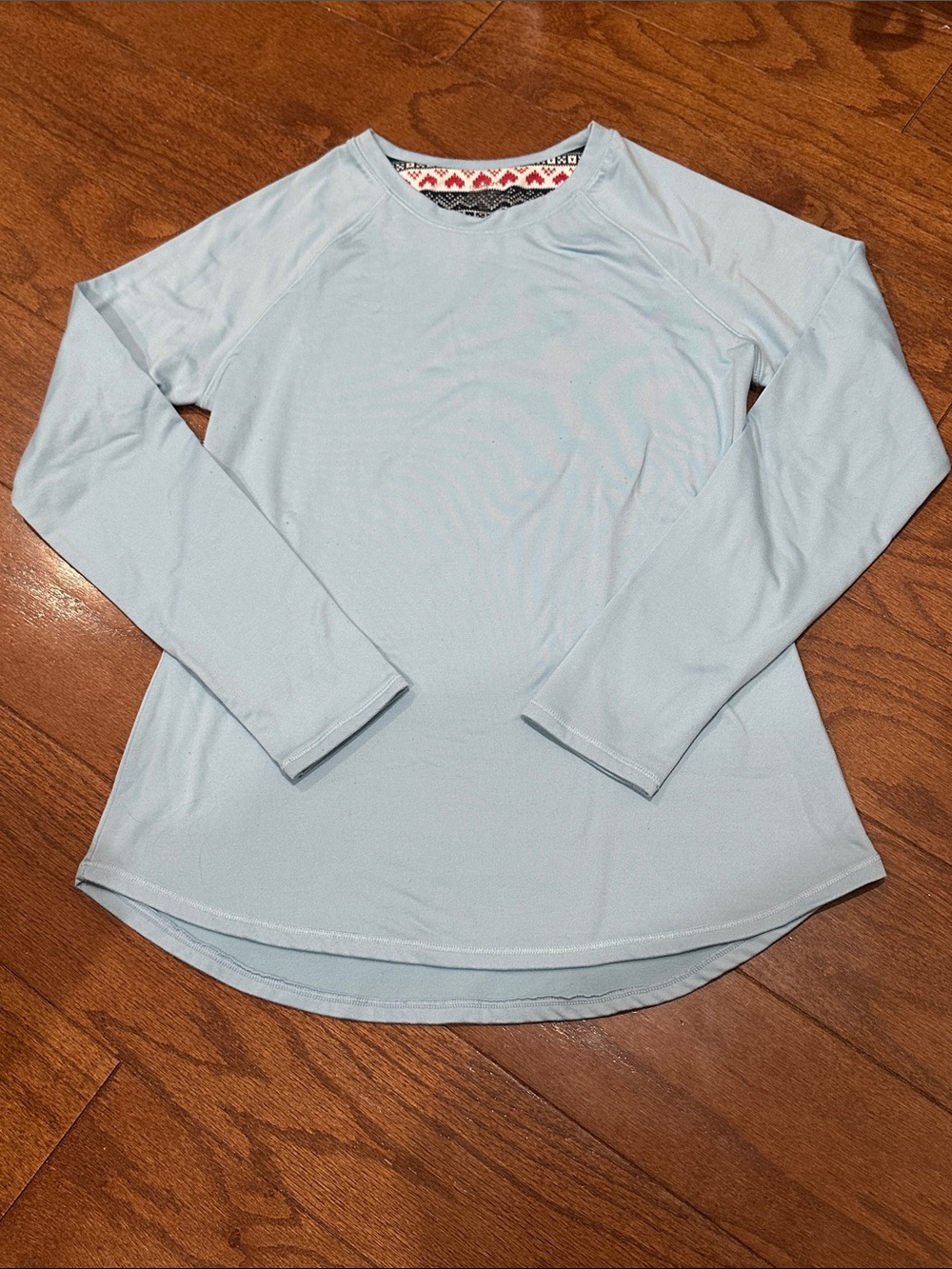 ClimateRight by Cuddl Duds fair isle baby blue long sleeve